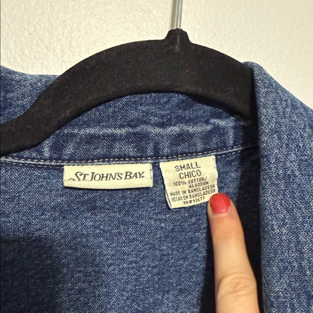 St. John's Bay Cotton Dark Blue Jean Jacket - Picture 6 of 9